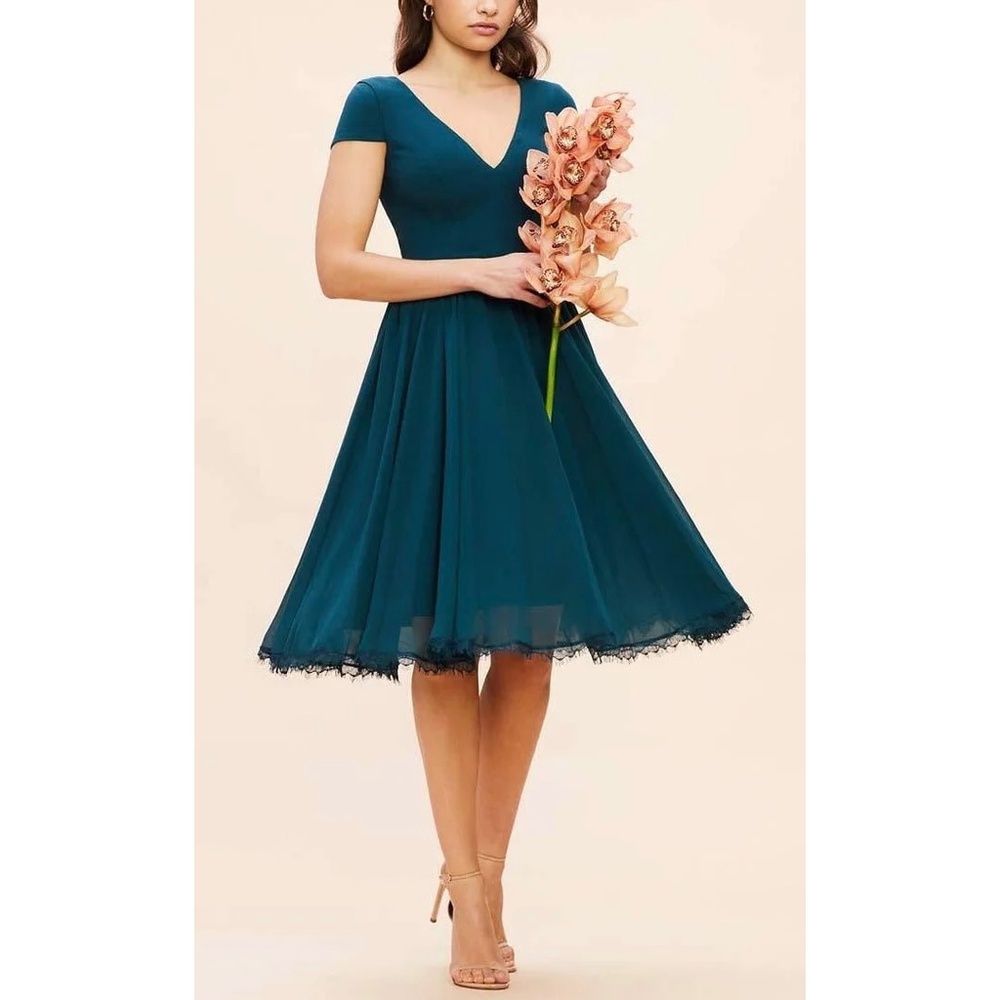 NEW Dress the Population Corey Chiffon Fit & Flare Cocktail Dress, Medium